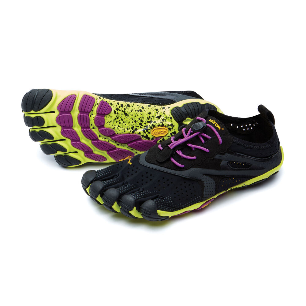 Vibram Fivefingers V-Run Bayan Koşu Ayakkabısı Siyah/Sarı/Mor,UC1923570